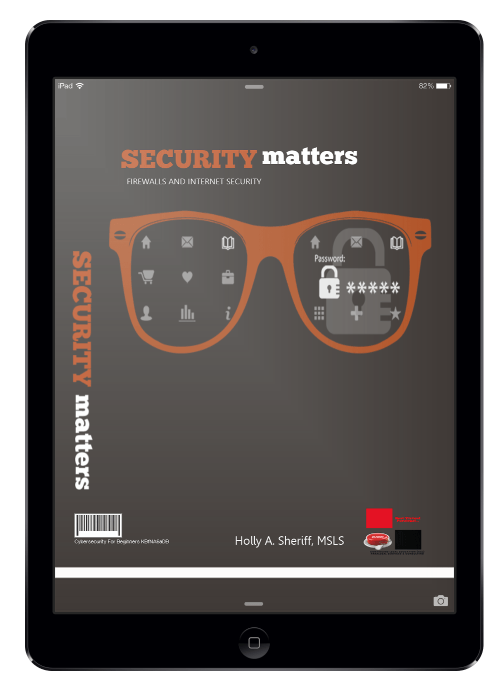 A tablet with a security matters book on it.