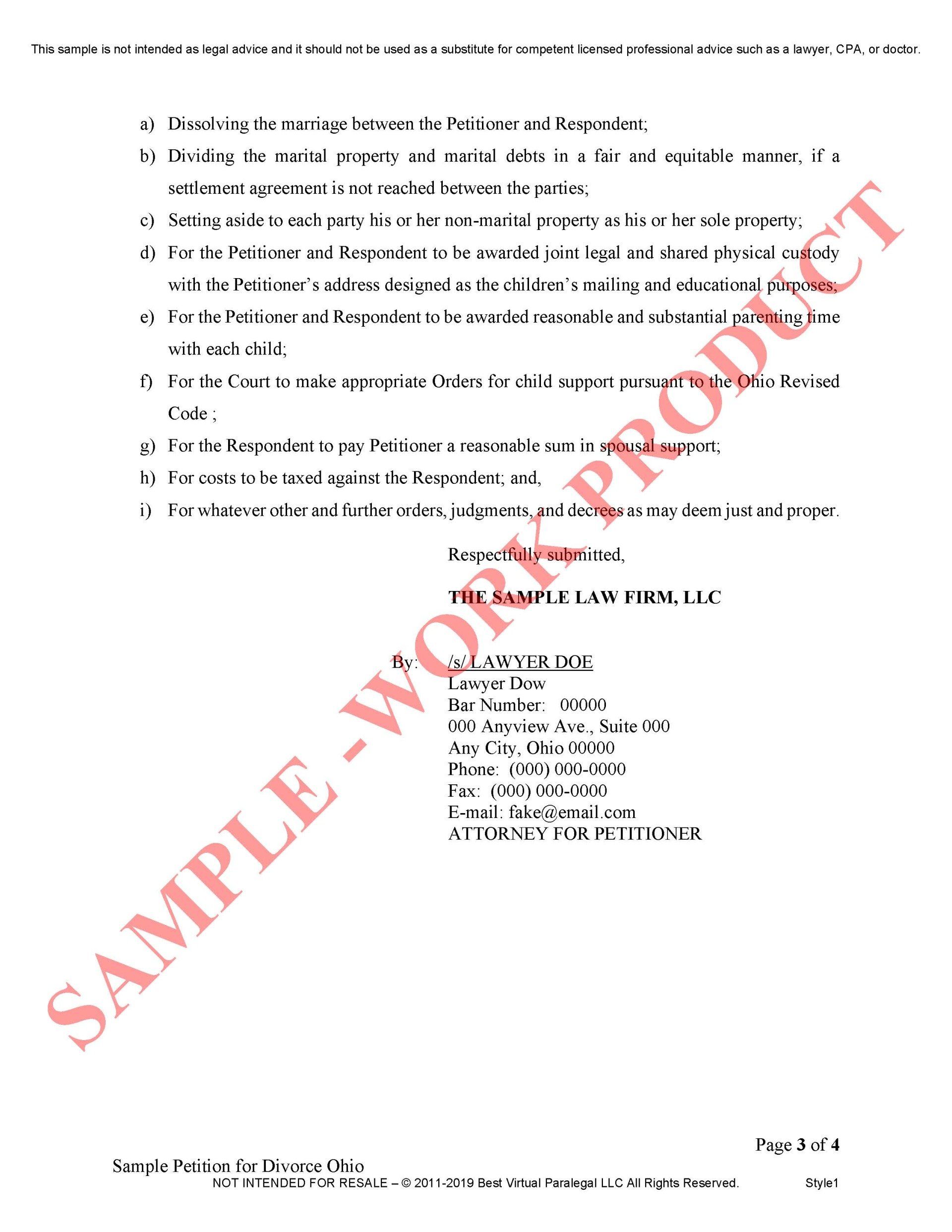 A black and white page with the words `` sample work product '' written on it.