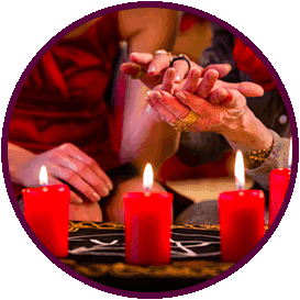 Soothsayer during session doing palmistry - Princeton NJ 08542, USA