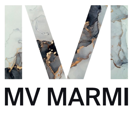 Logo per MV Marmi, caratterizzato dalle lettere 