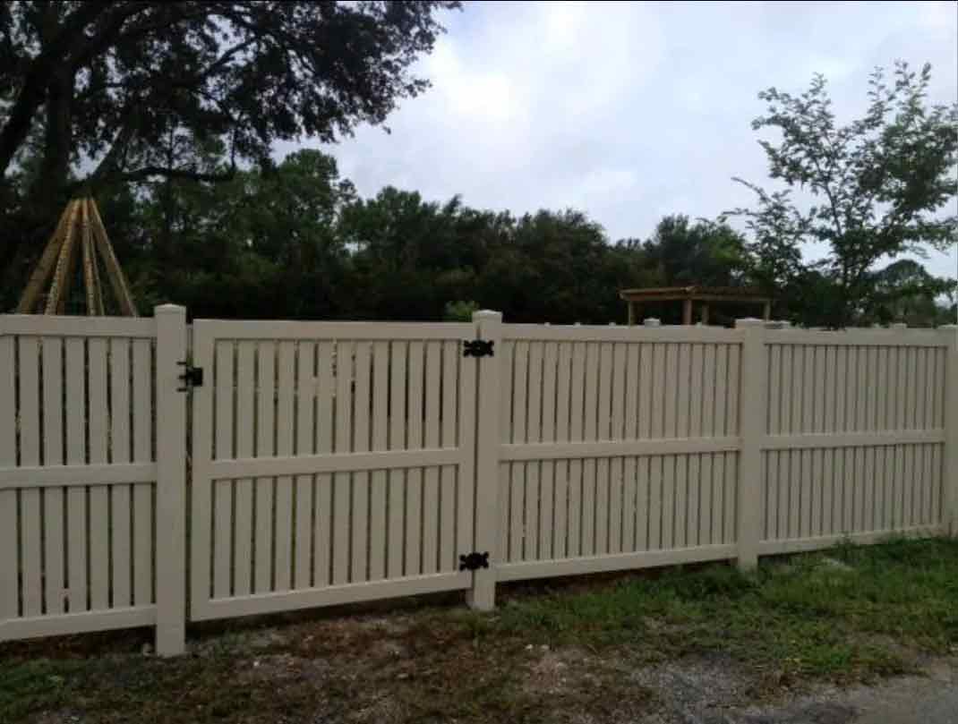 Tan PVC Gate — Cape Coral, FL — Premier Fence of SWFL