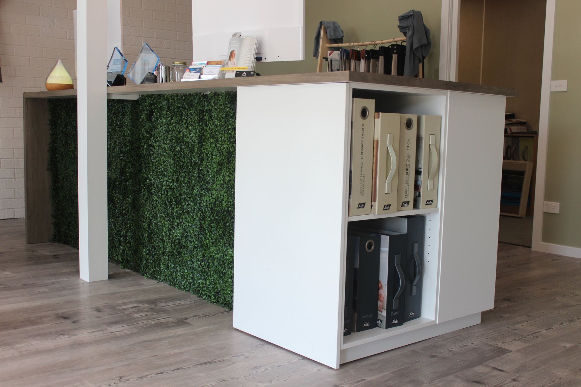 Office reception desk with desk joinery fit-outs recently installed. — Coastal Detail Joinery in Harrington, NSW