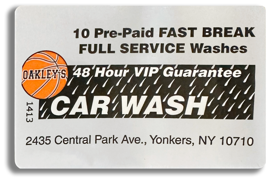 FAST BREAK FULL SERVICE PREPAID CARWASH GIFTCARD AND WASH BOOKS OAKLOEYS CARWASH YONKERS NEW YORK