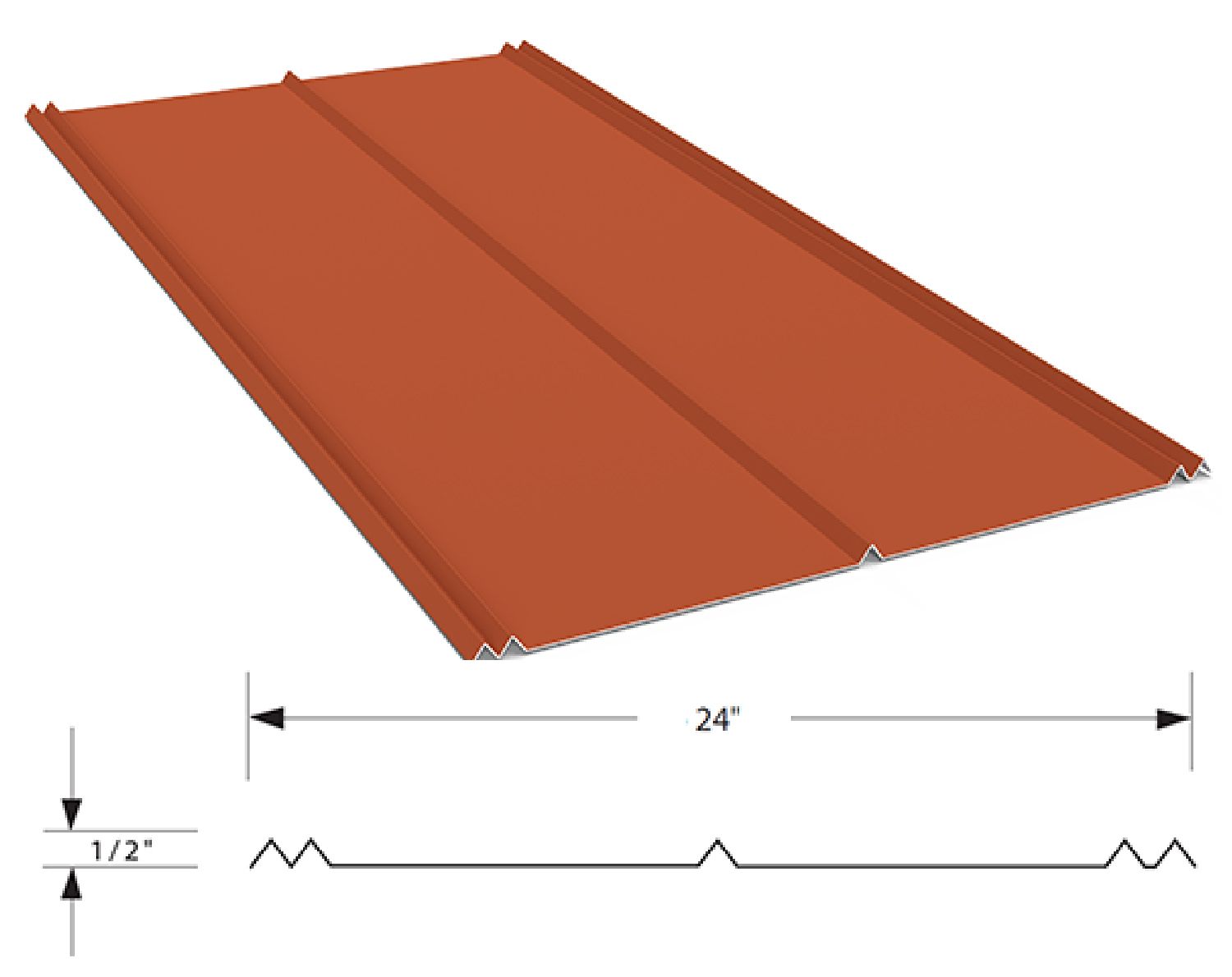a drawing of a red metal roof with measurements