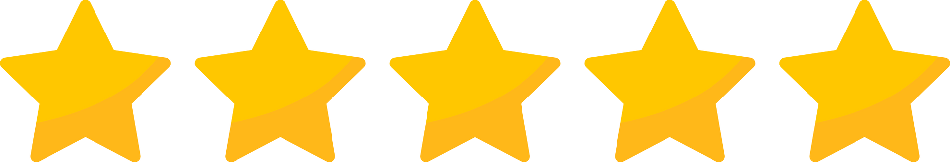 five yellow stars are arranged in a row on a white background