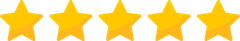 five yellow stars are arranged in a row on a white background
