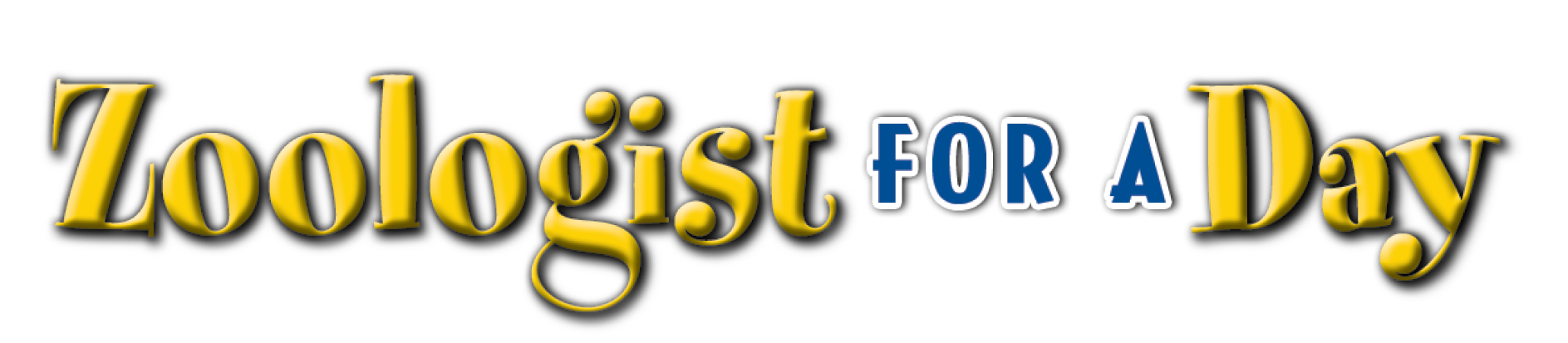 A yellow and blue logo that says zoologist for a day