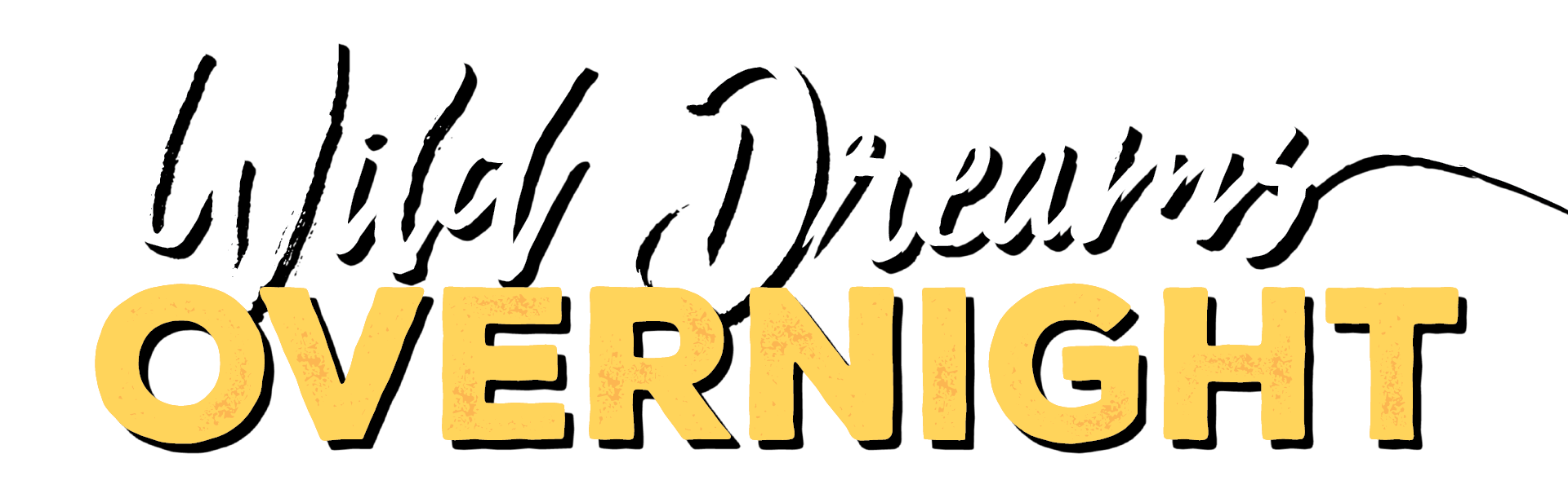The word overnight that is on a white background