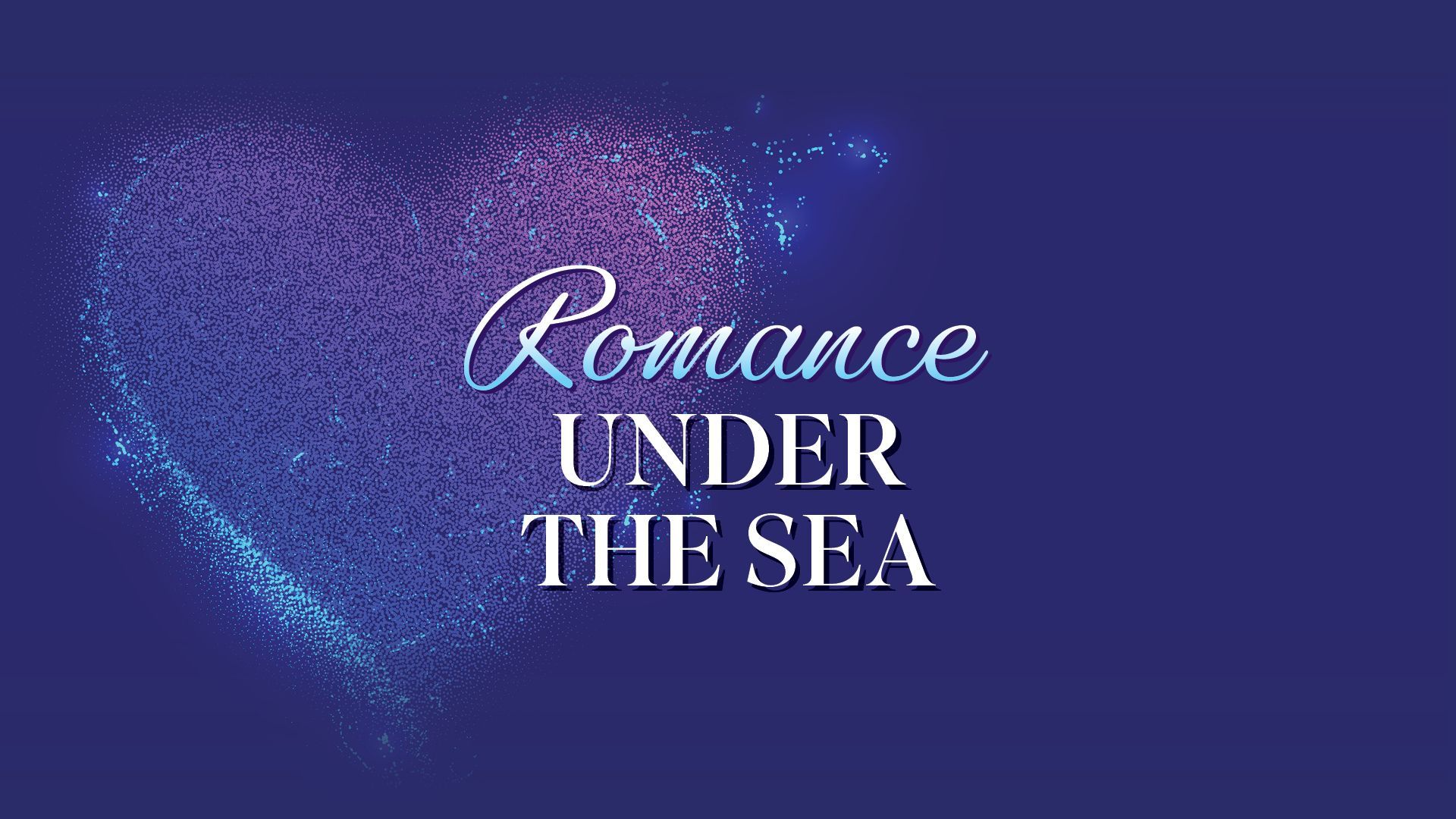 Blue background with a sparkling heart graphic. Text: 