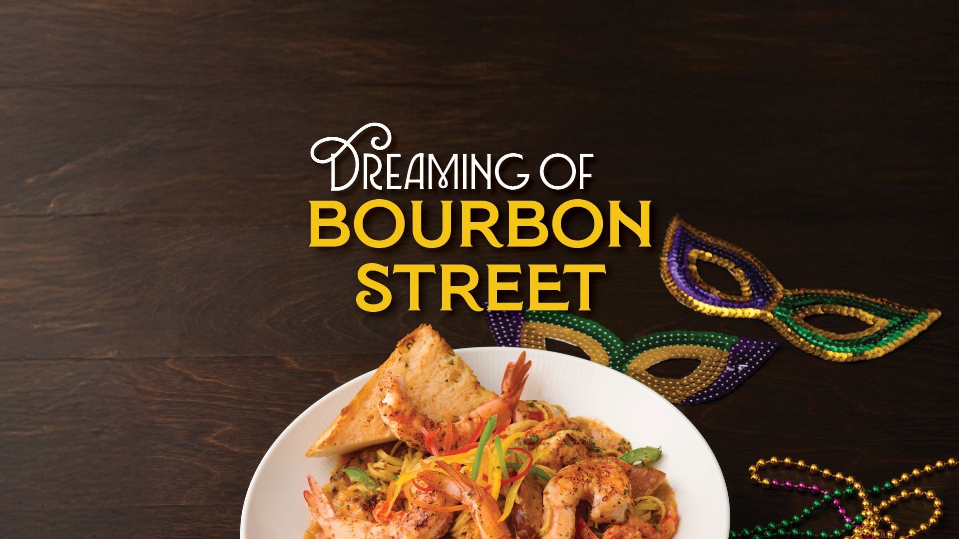 Plate of food with shrimp and toast, text 