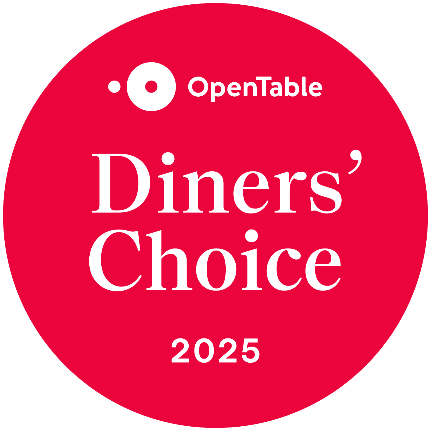 A red circle that says diners choice 2025