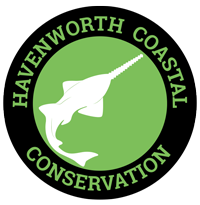A logo for havenworth coastal conservation with a swordfish