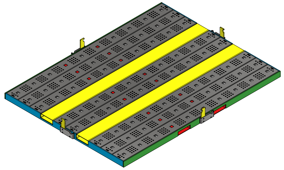 Omnidirectional 4-way access slave pallet with flip locks