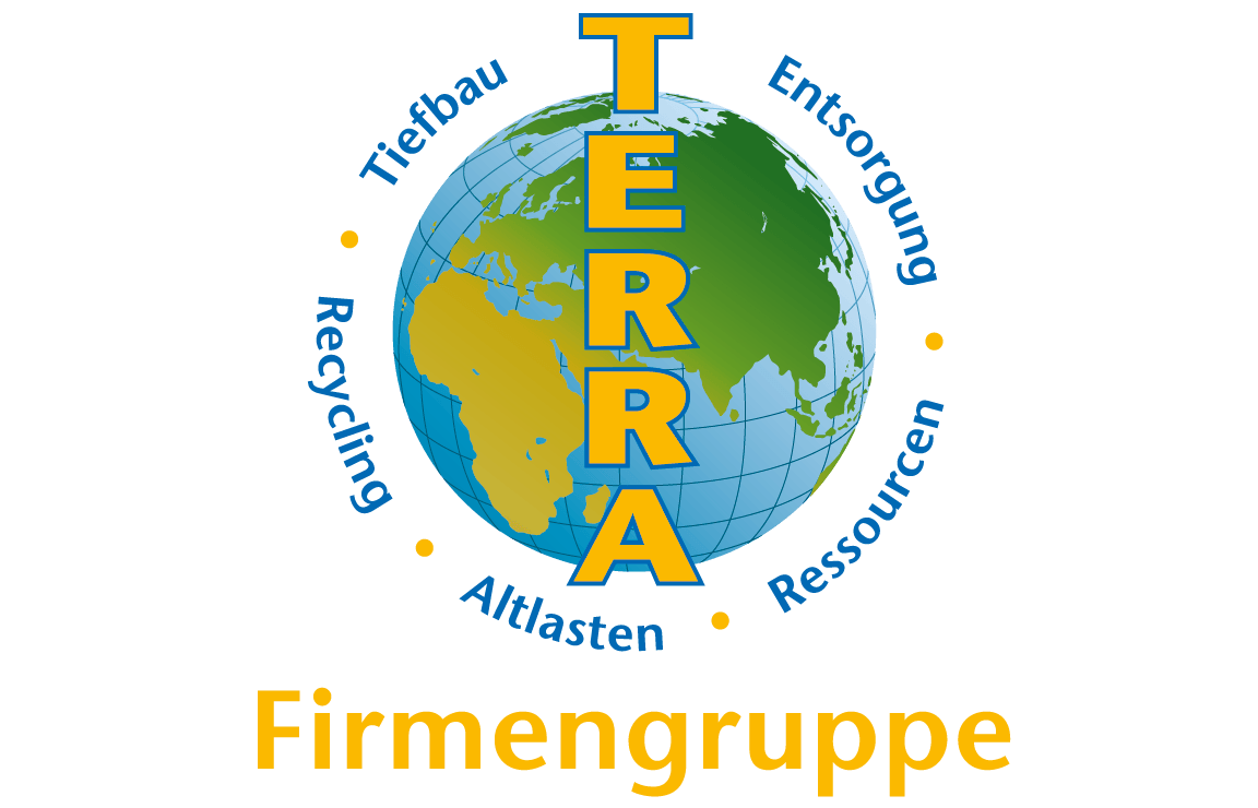 Ein Logo für die Terra Firmengruppe mit einem Globus in der Mitte