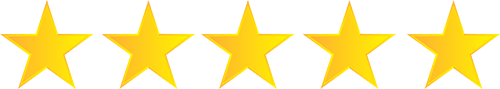 Five gold stars in a row, indicating a high rating or excellent quality.