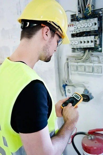 Electrician Working On Surge Suppression — Fort Lauderdale, FL — Langer Electric Service Co.