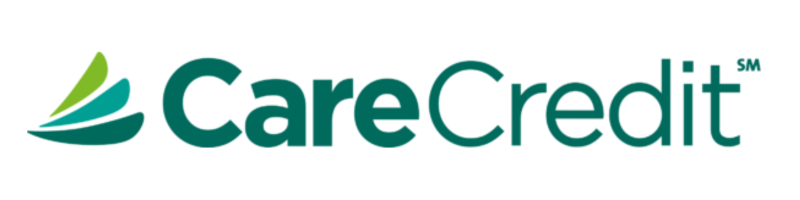 CareCredit logo with green and teal swooshes and text 
