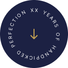 Dark blue circle with white text:
