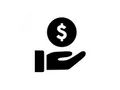 Hand holding a coin with a dollar sign. Hand holding a coin with a dollar sign.