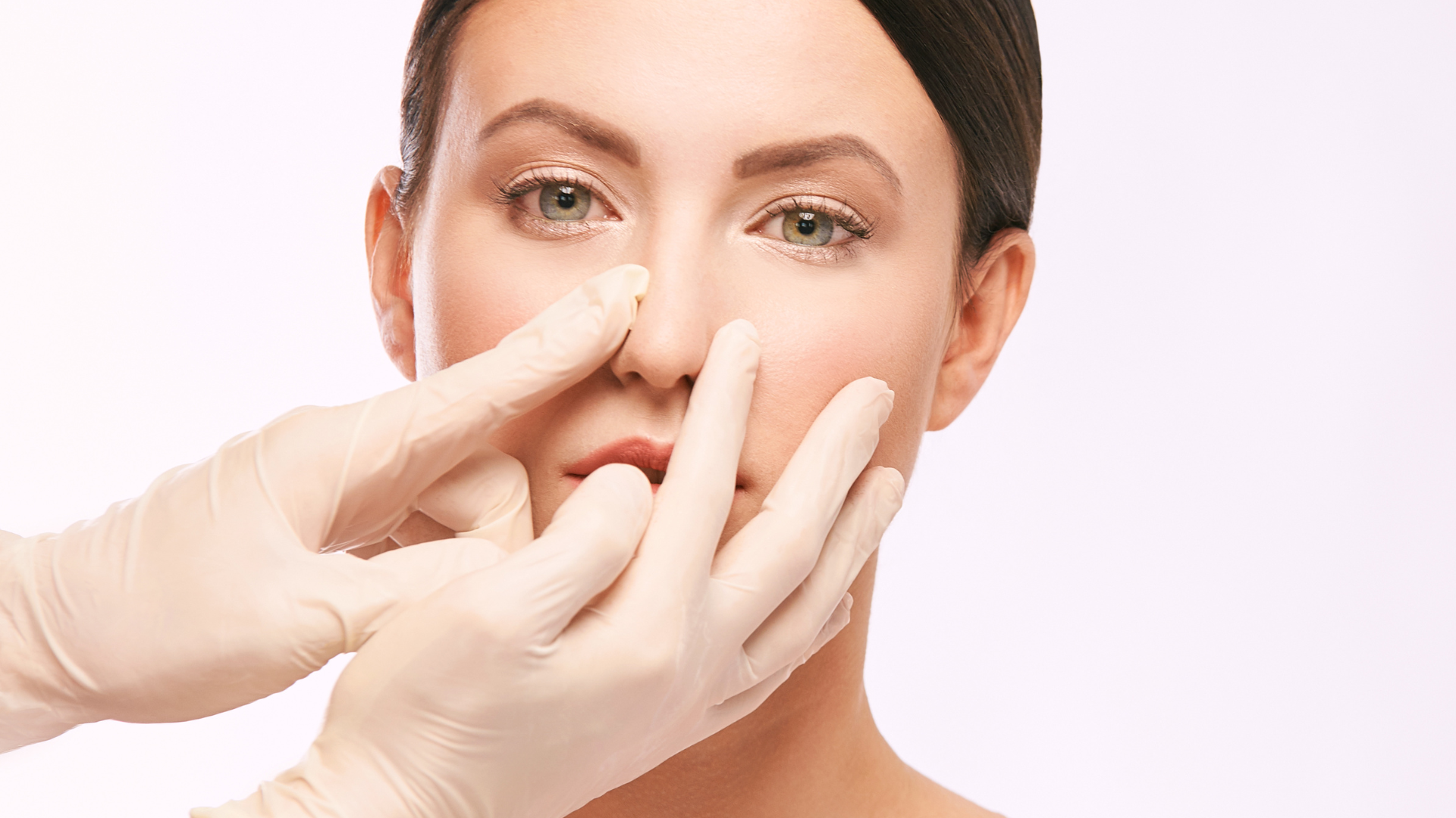Woman being prepared for PDO thread lift for nose