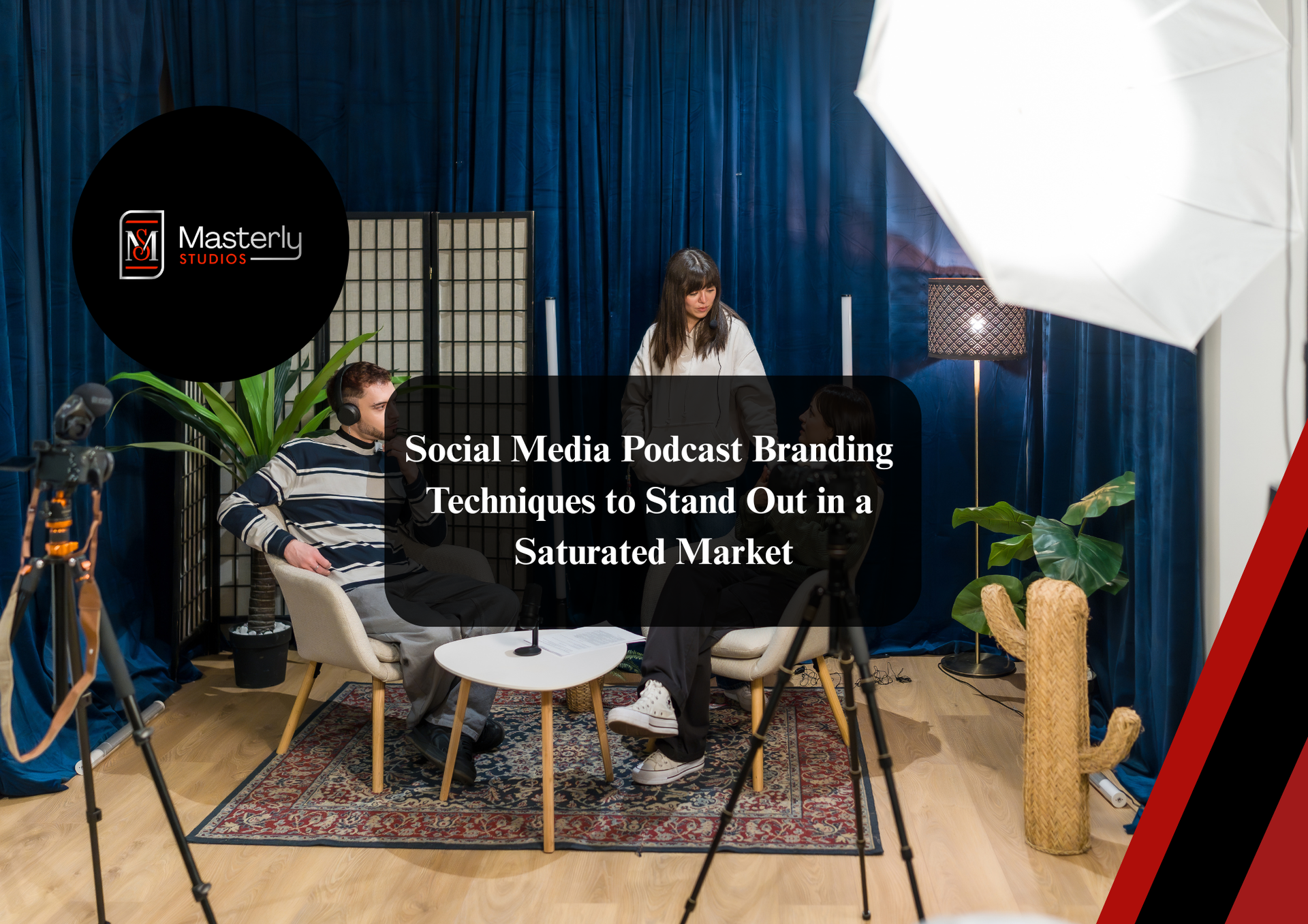 Social media marketing podcast recording setup.