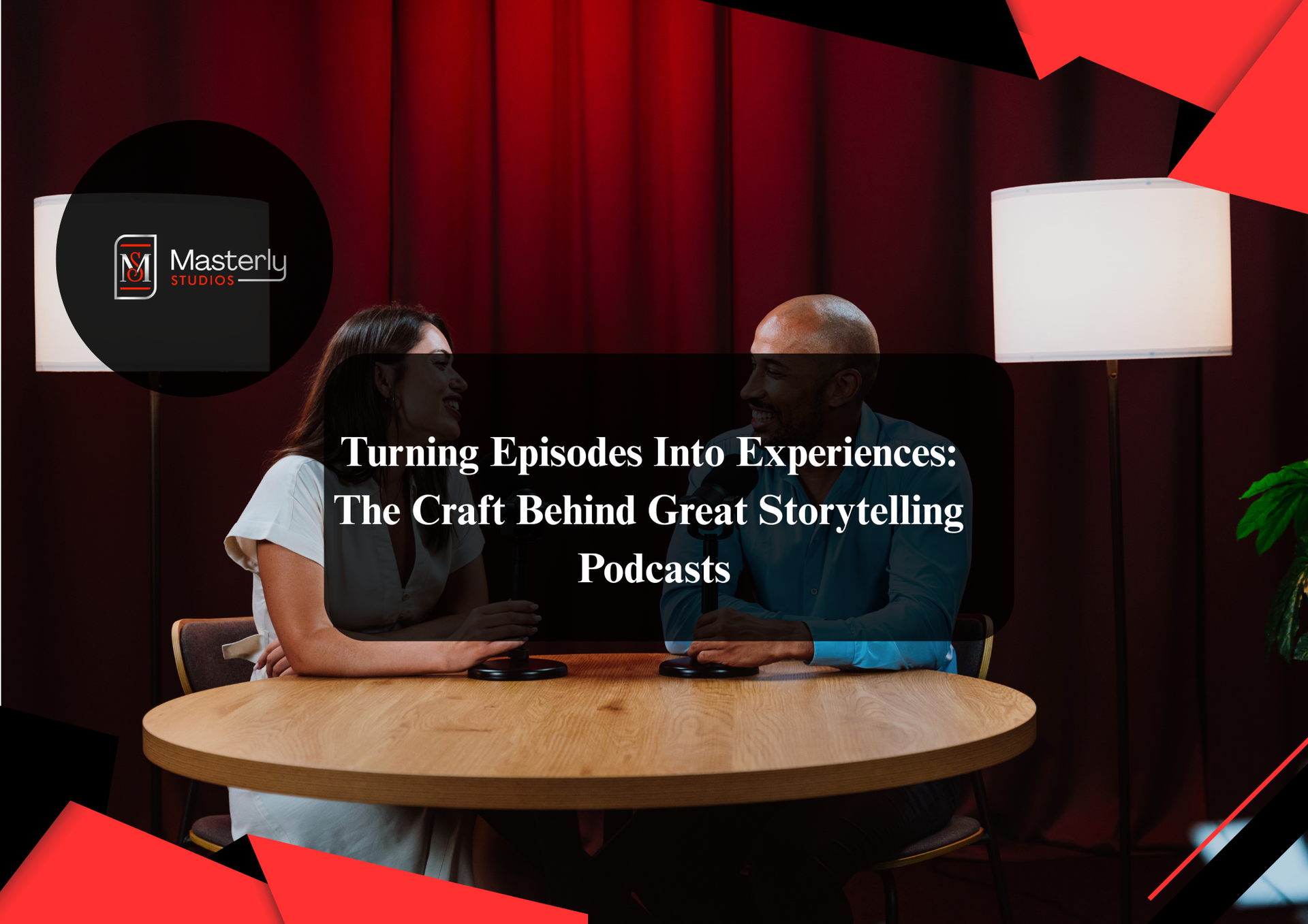 Storytelling podcast host recording an engaging episode in a professional studio.