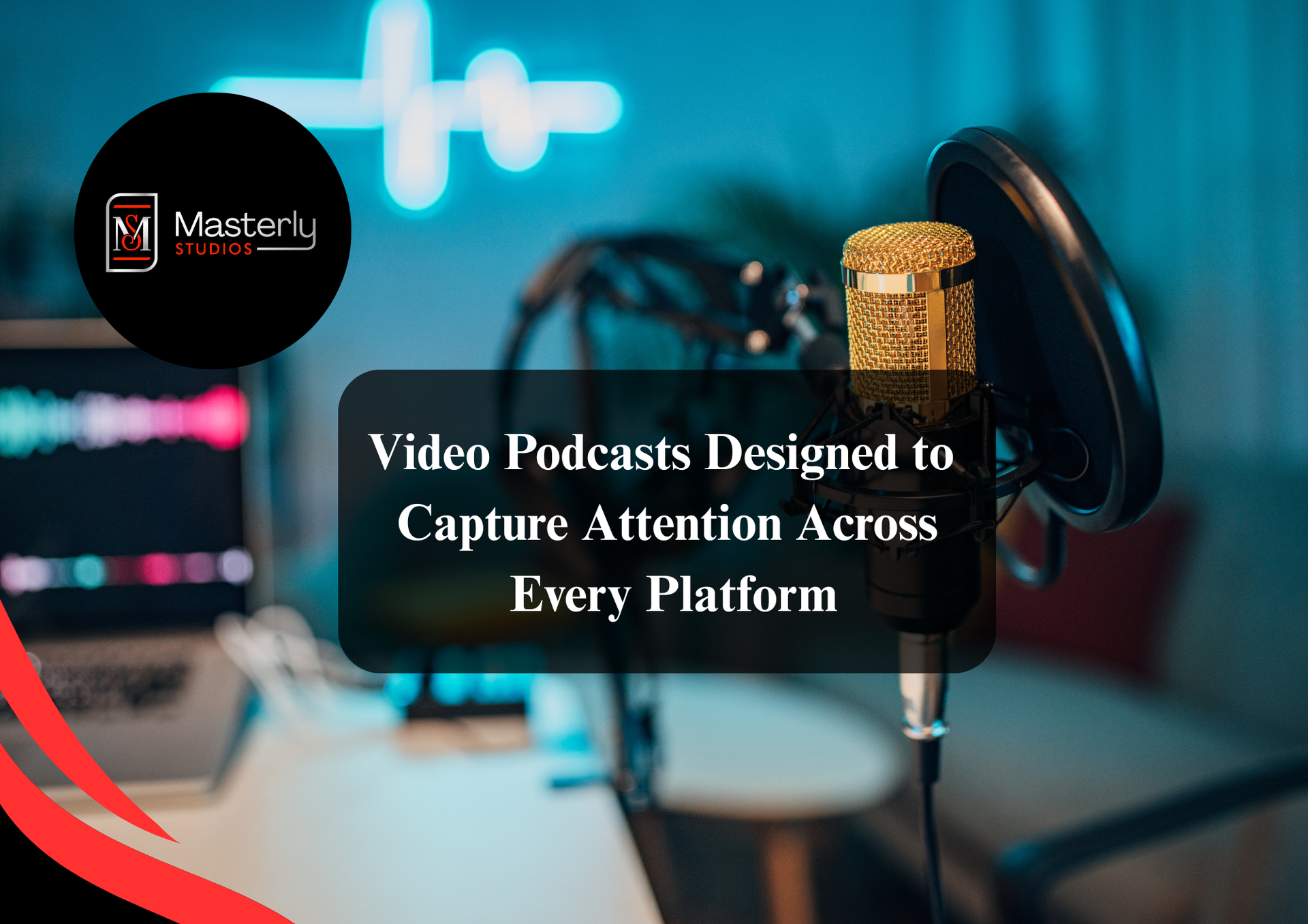 Hosts recording professional podcast videos in a modern studio.