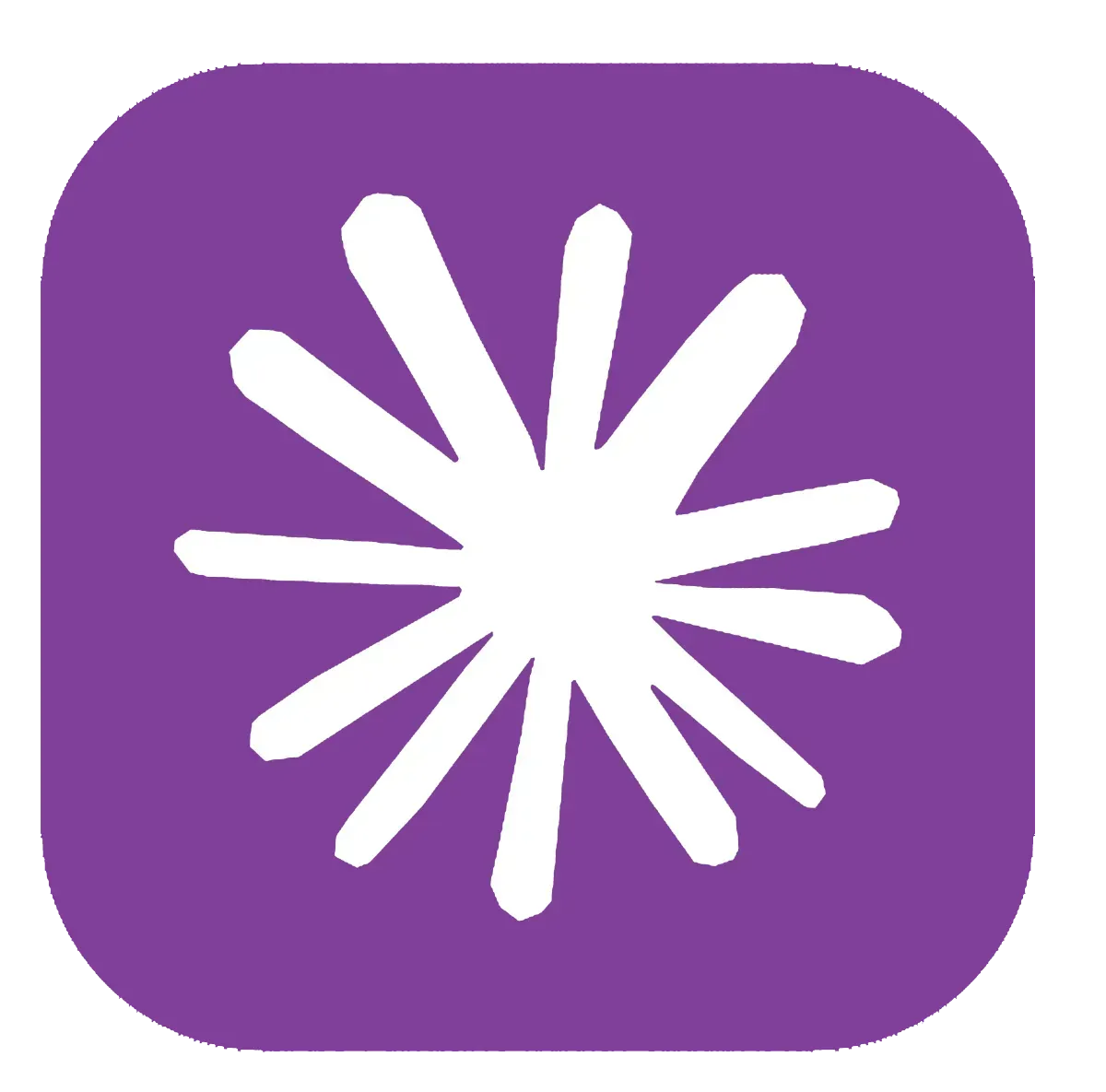Purple rounded-square icon with a white starburst or asterisk symbol in the center