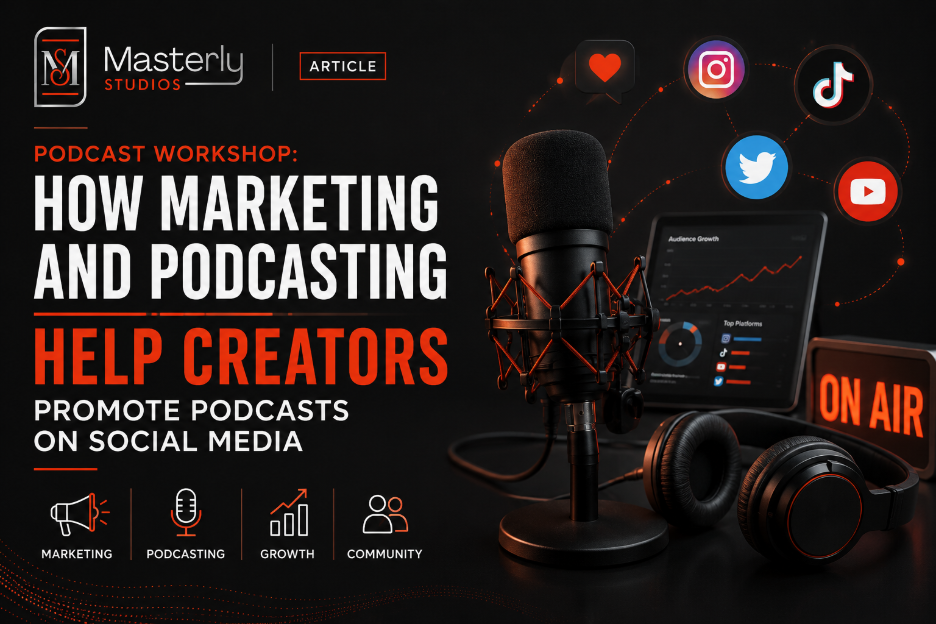 Social Media icons, Podcast Set up, Screen