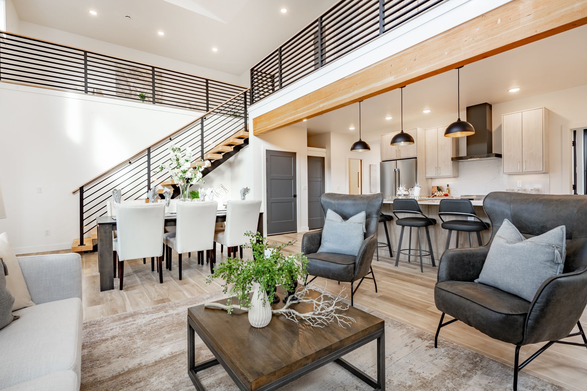 Open-concept living space with dining