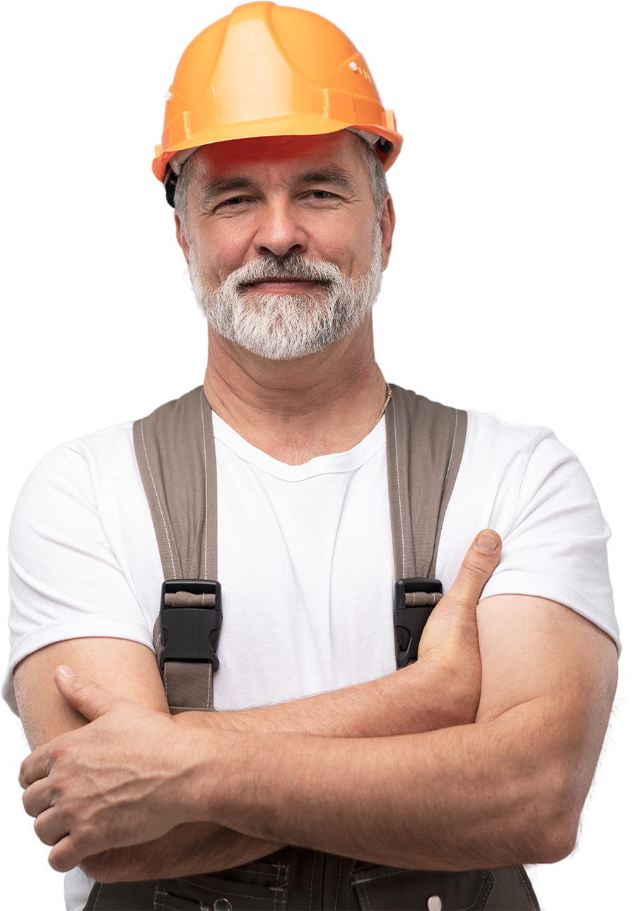 happy handyman isolated on transparent background