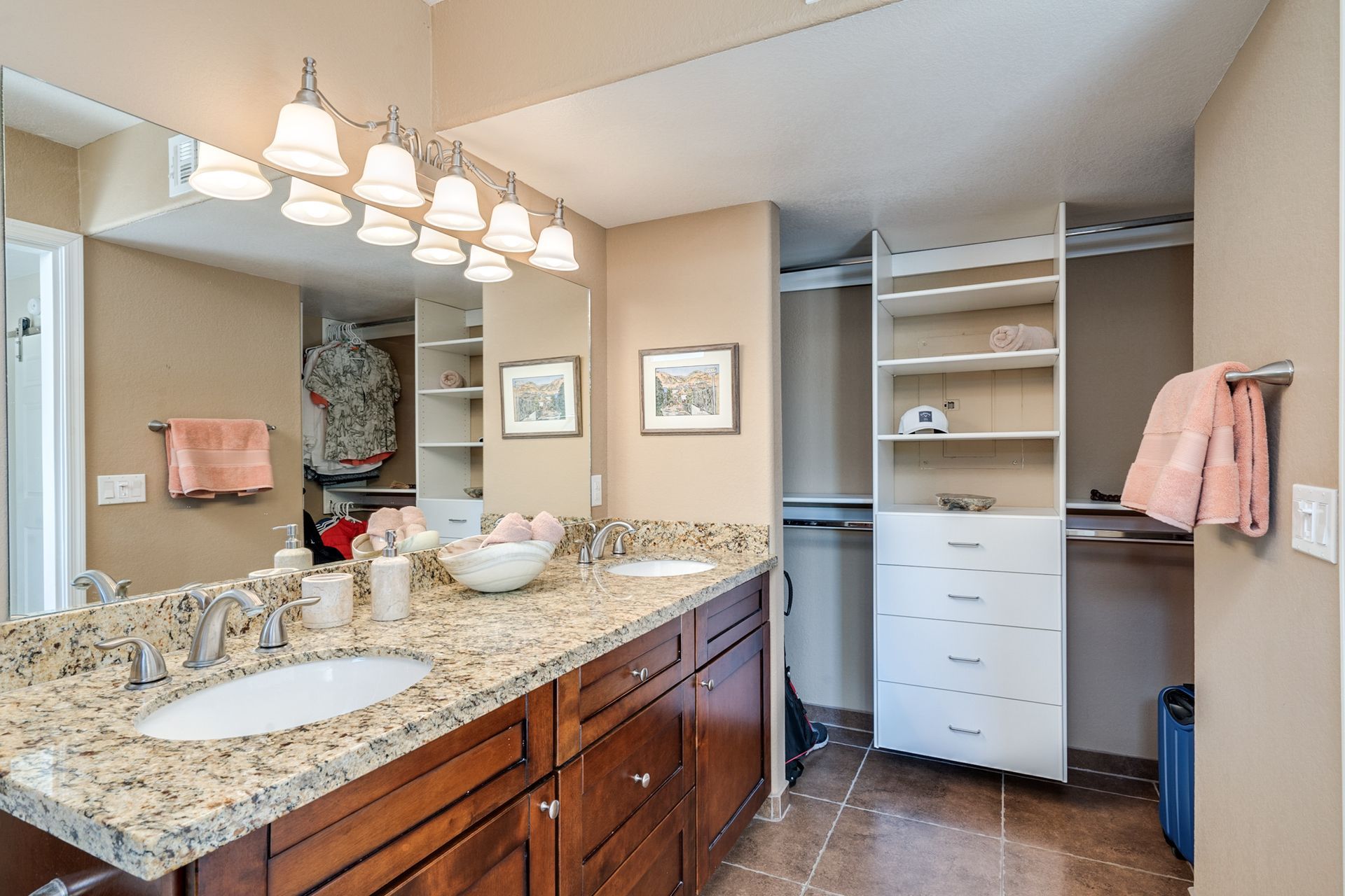 Master bathroom view of our vacation rental via Airbnb and VRBO