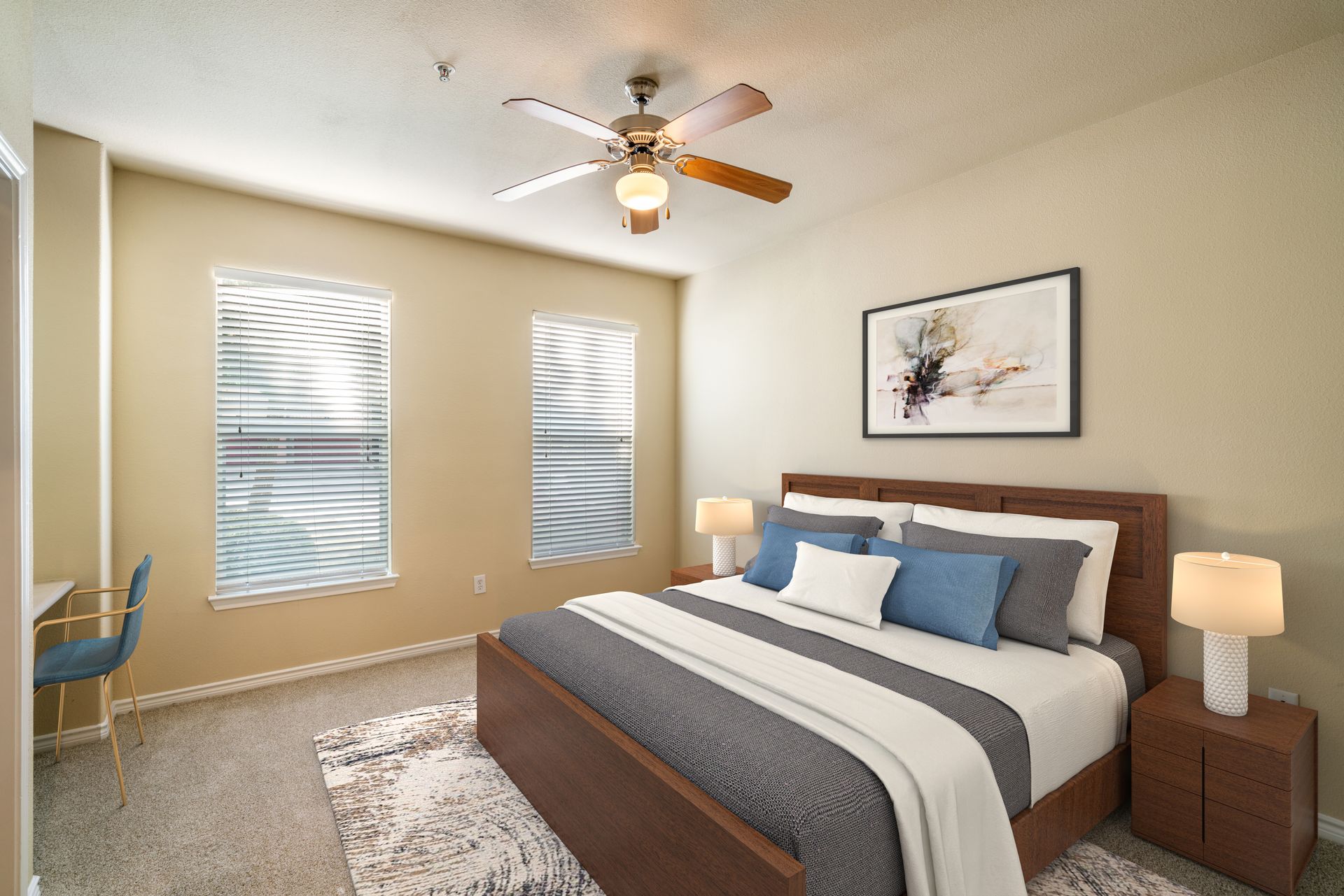 Bedroom at The Fountains of Conroe in Conroe, TX.