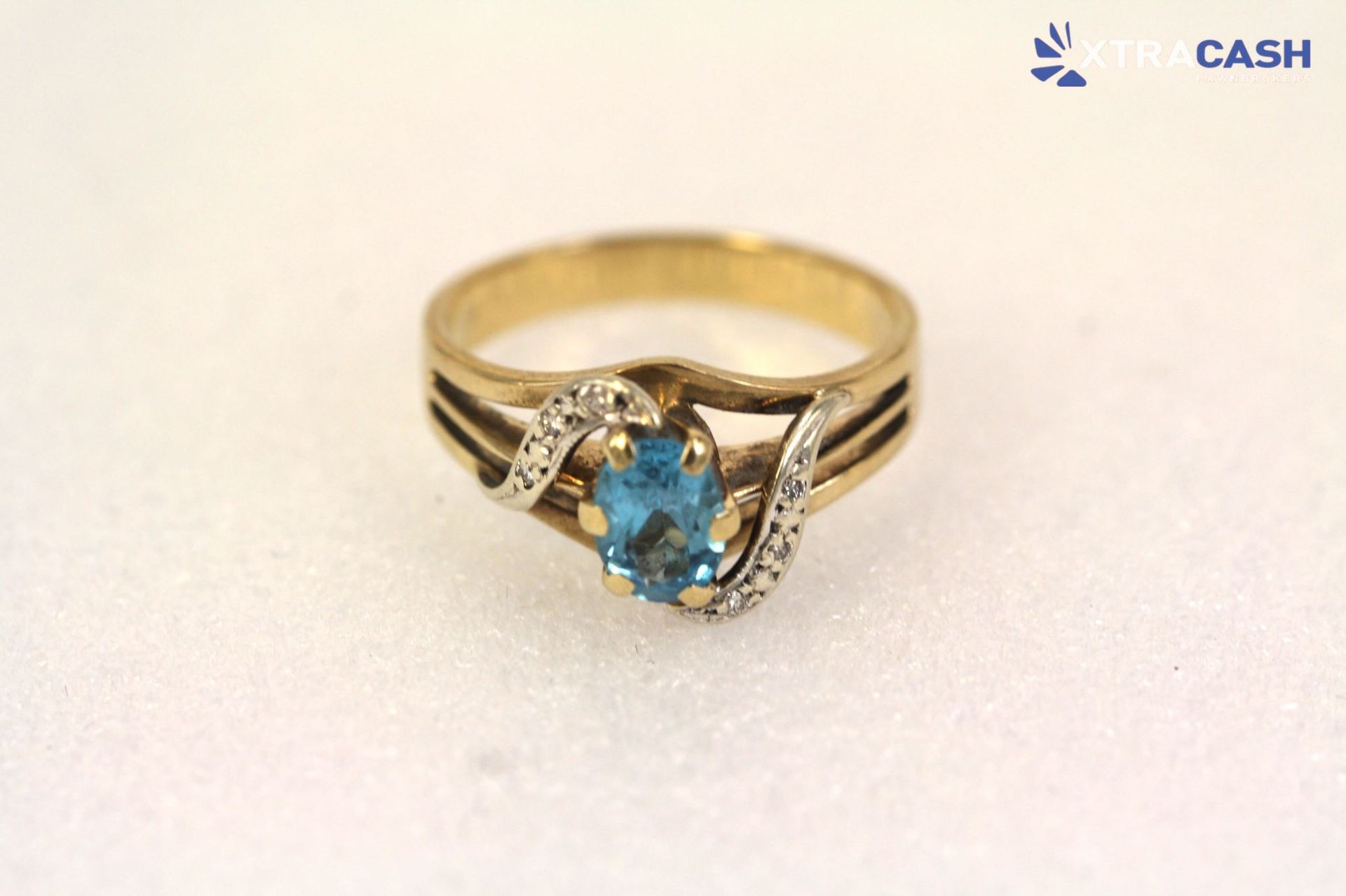 9ct Yellow Gold Aquamarine And Diamond Ring
