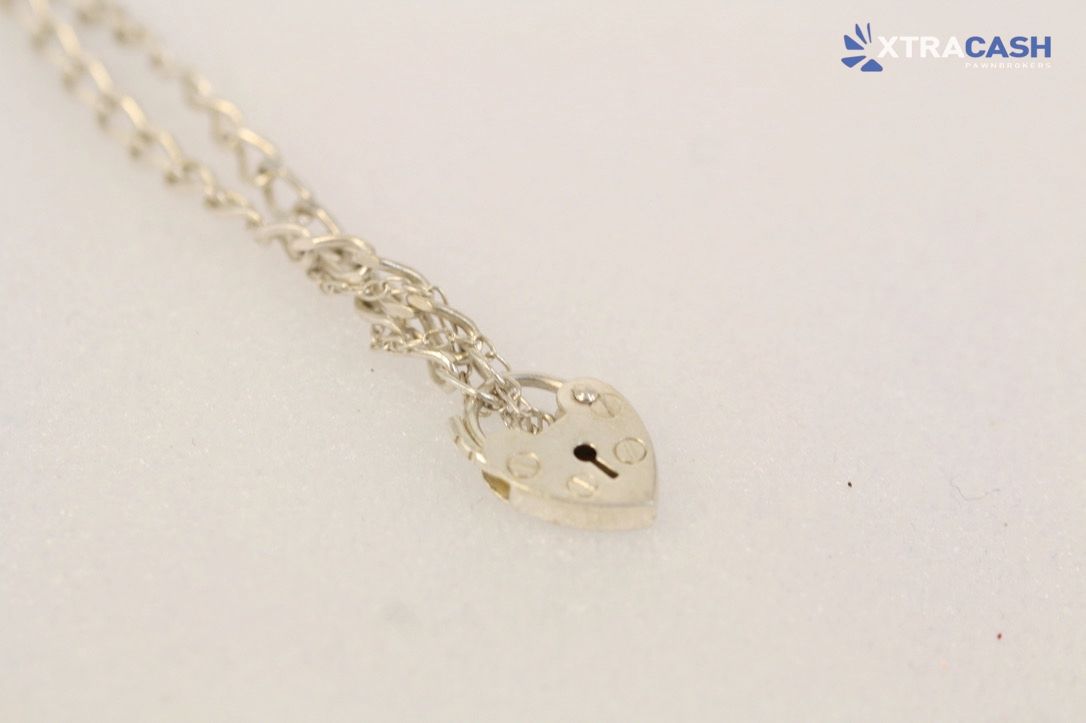 ASJ Sterling Silver Bracelet With Heart Locket Catch