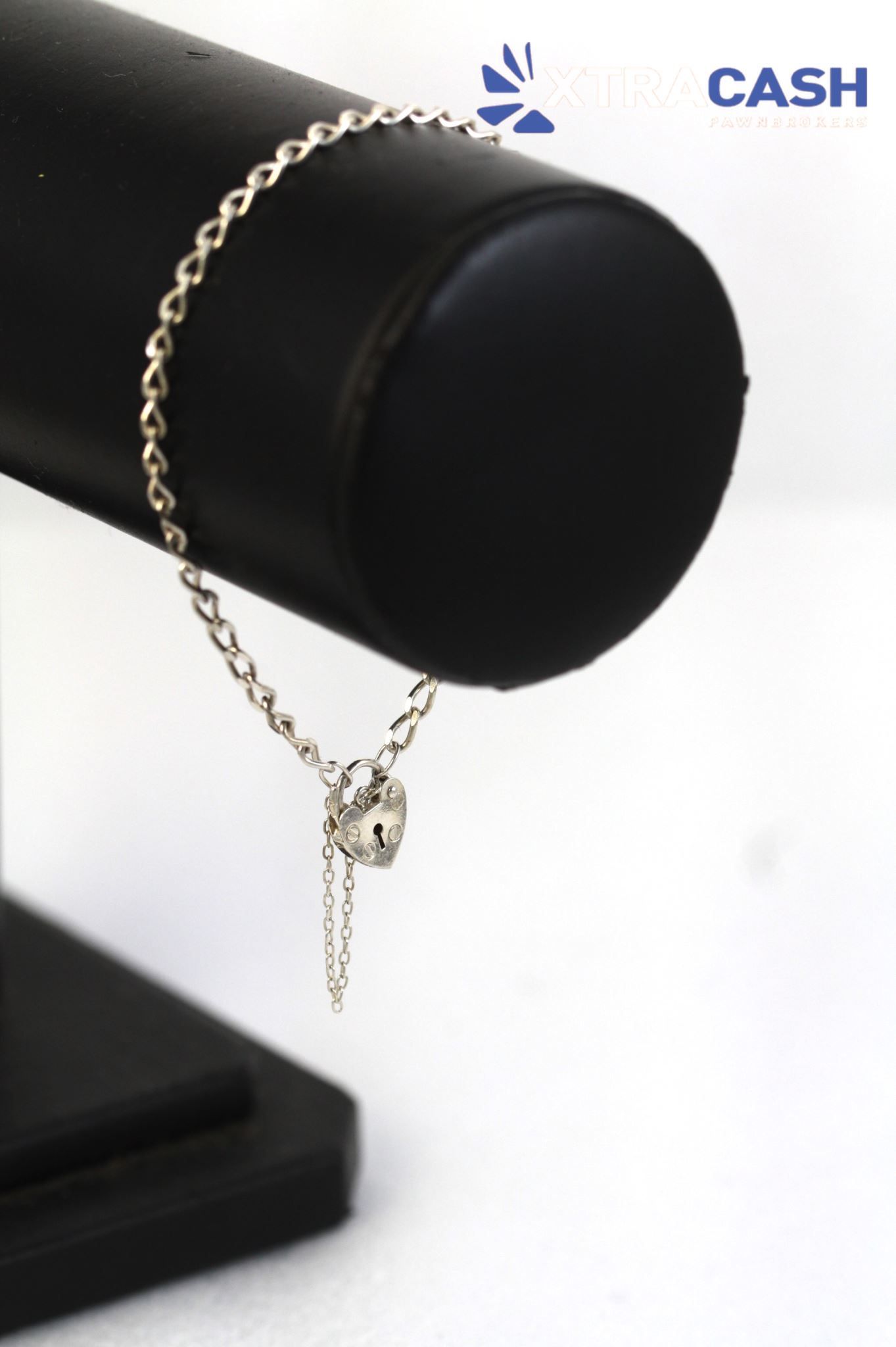 ASJ Sterling Silver Bracelet With Heart Locket Catch