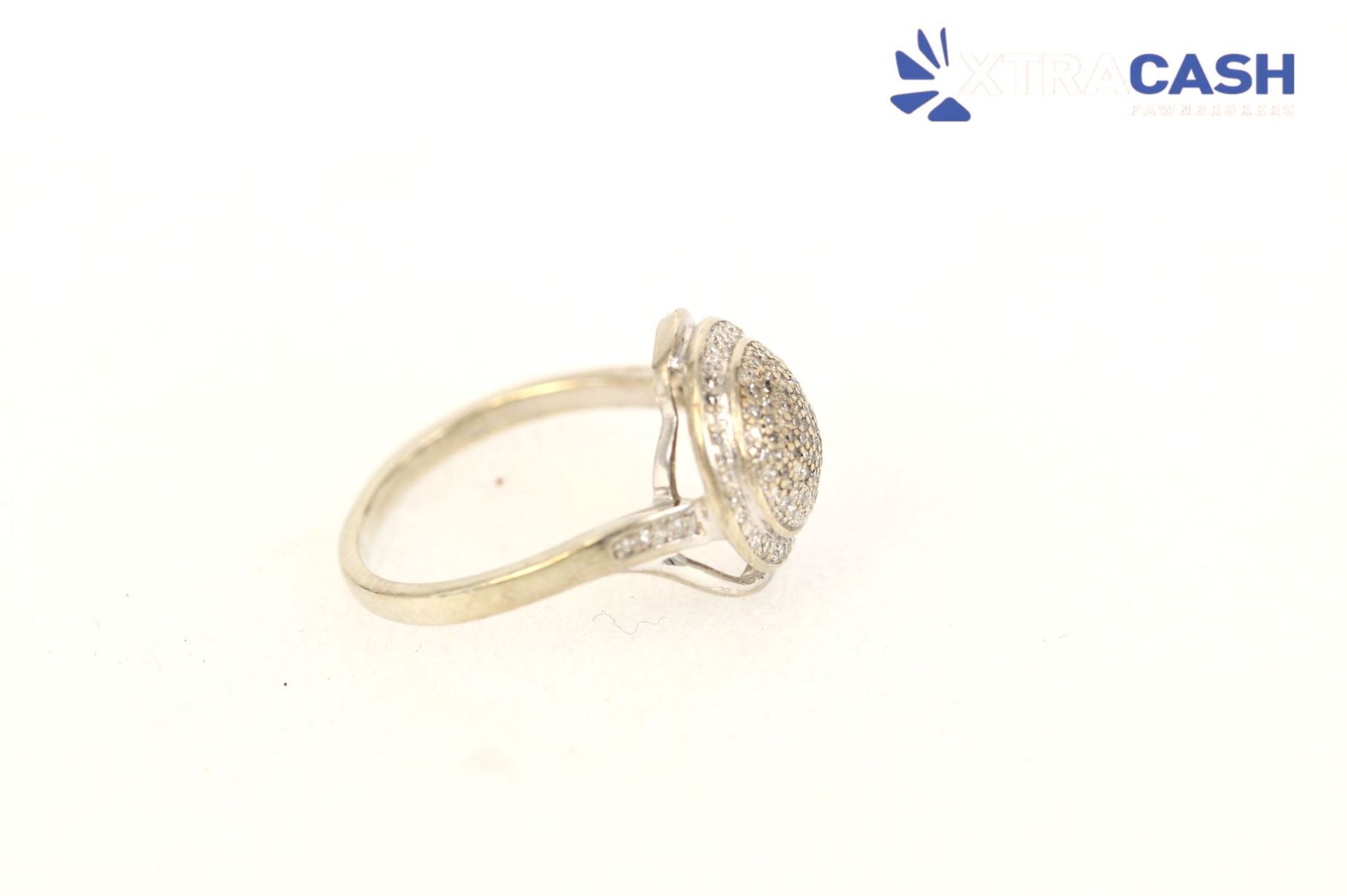 Sterling Silver And Diamond Art Deco Crossover Style Cluster Ring