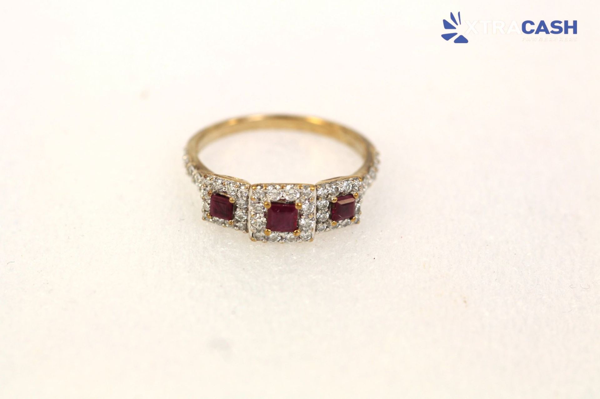 9ct Yellow Gold, Ruby And Diamond Ring With Papers