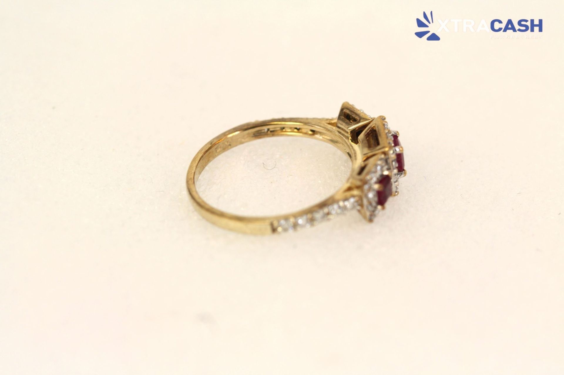 9ct Yellow Gold, Ruby And Diamond Ring With Papers