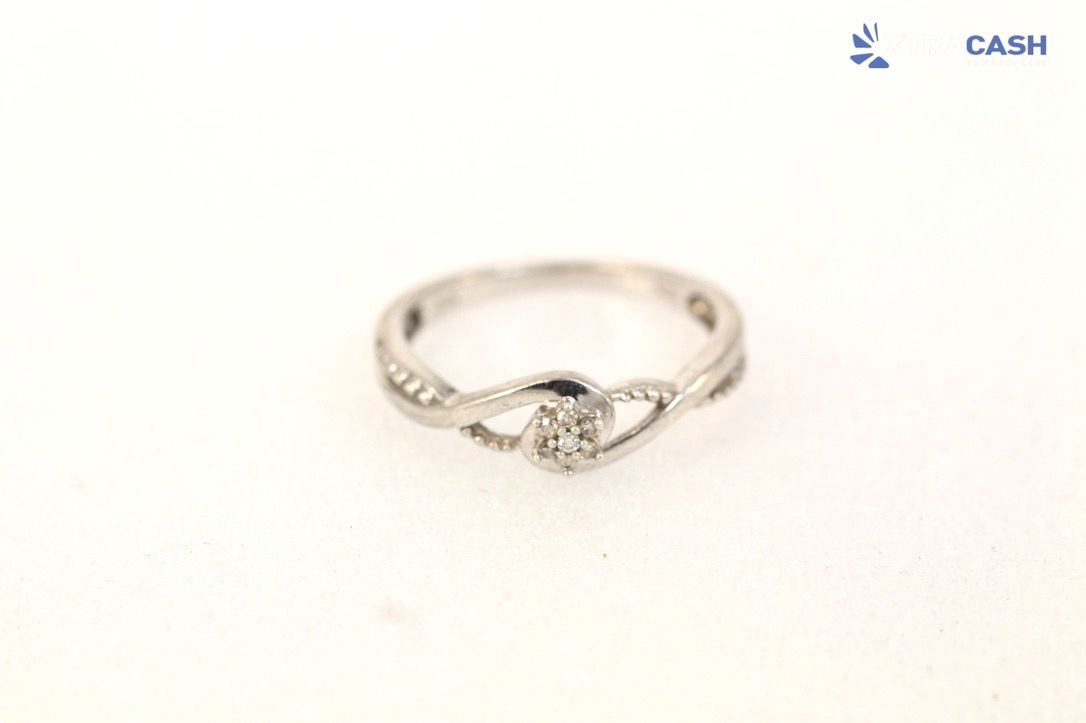 Michael Hill Sterling Silver and Diamond Cross Over Ring