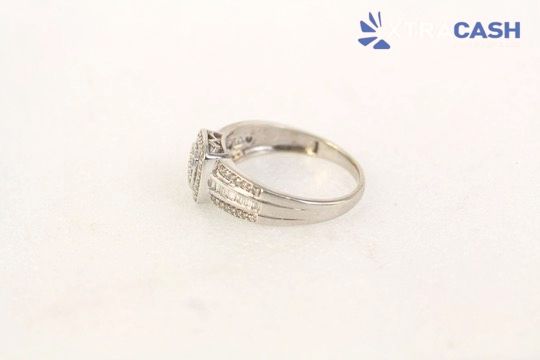 9ct White Gold And Diamond Square Dress Ring