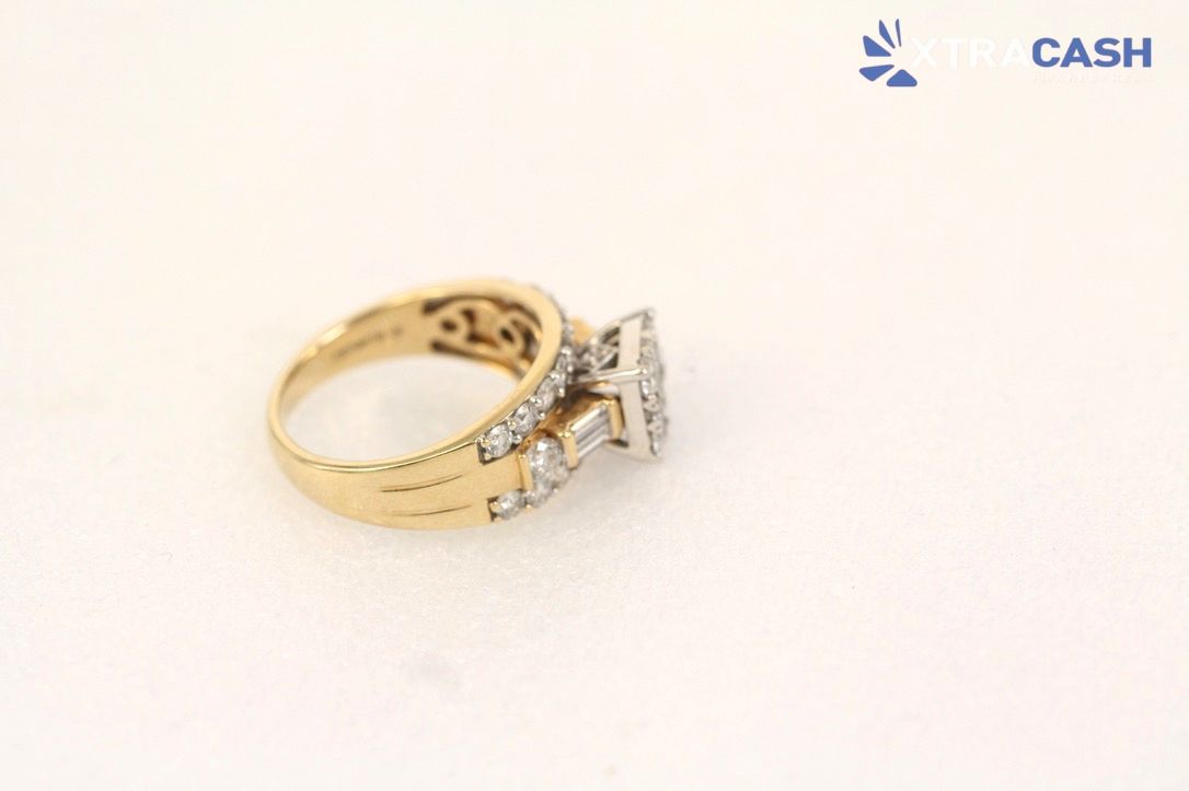 14ct Yellow & White Gold and 1.75ct Diamond Ring In Box With Receipt