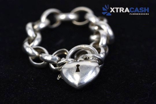 Sterling Silver Belcher Bracelet With Heart Catch
