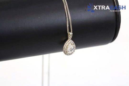 Sterling Silver Tear Drop Sparkle Pendant And Chain