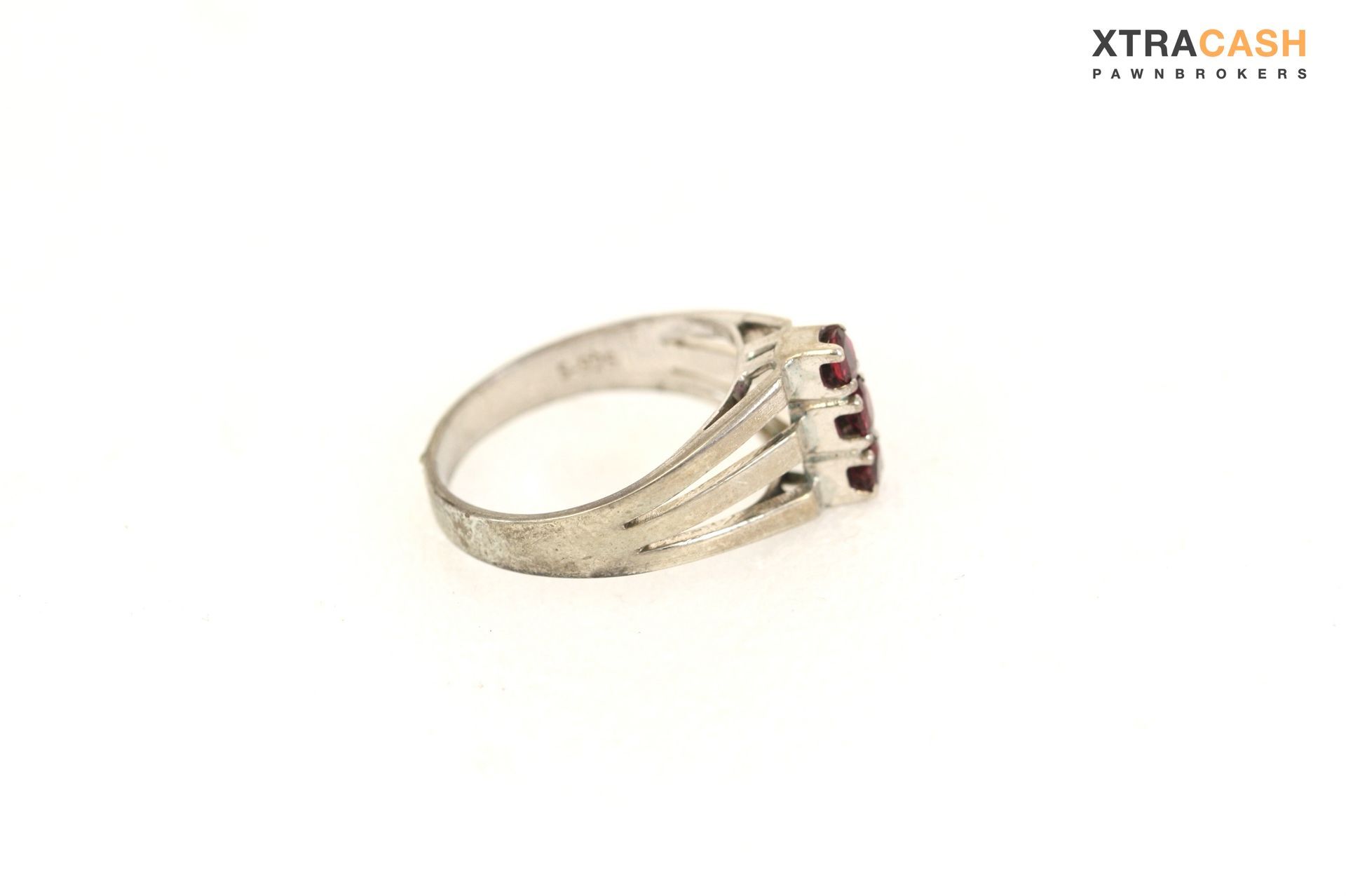 Sterling Silver 3 Red Stone Ring