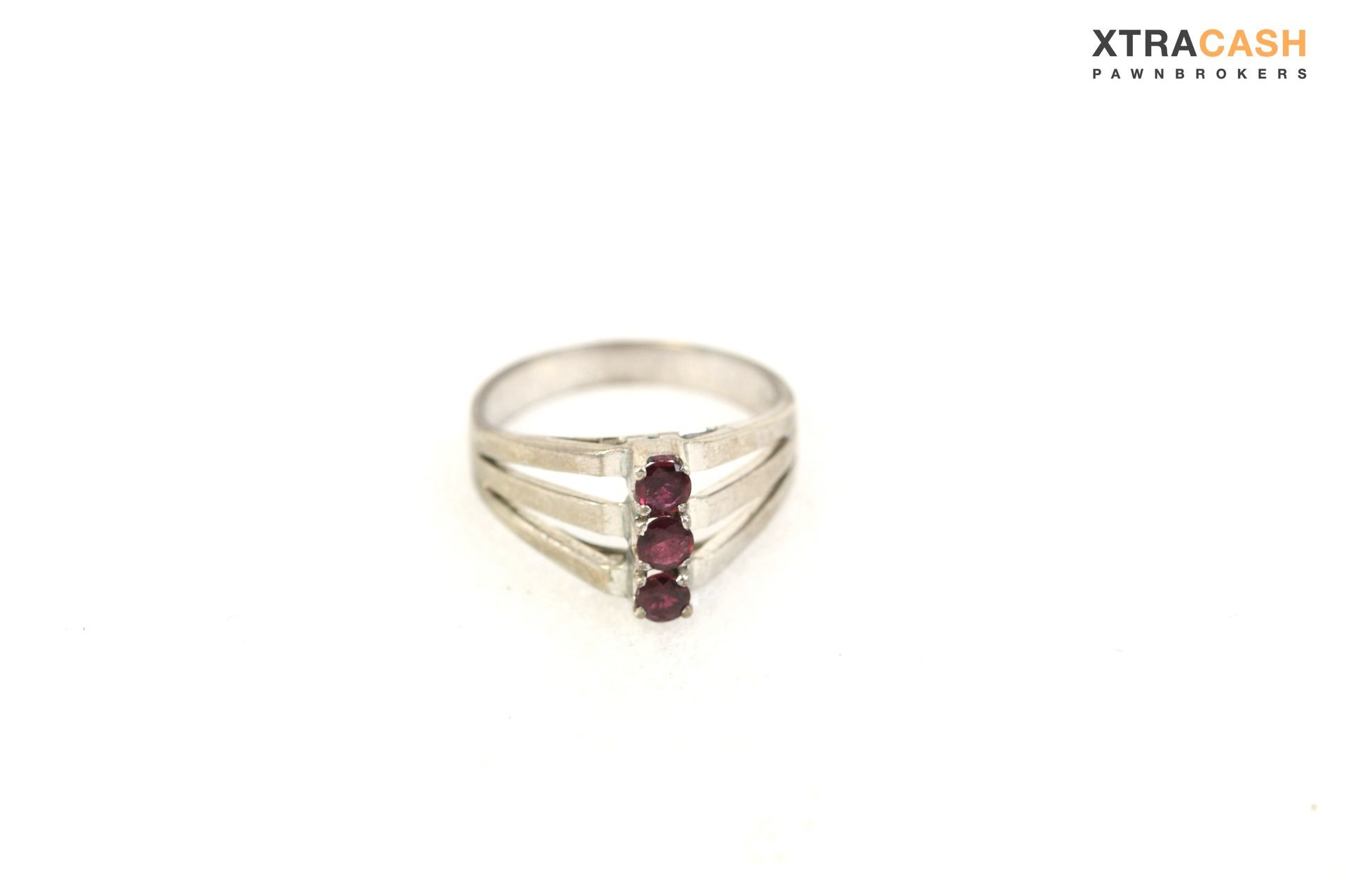 Sterling Silver 3 Red Stone Ring