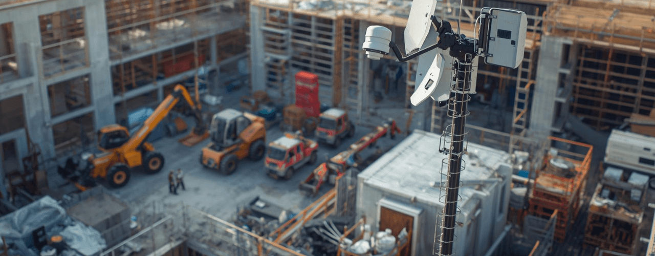Starlink internet at a temporary construction site in Leeds.
