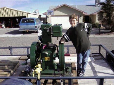 ST generator to be mated with a listeriod engine named “Horton” with child standing next to it smiling
