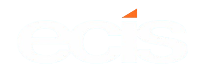 Logo for OCIS with white, bold, sans-serif lettering and a small, upward-pointing orange triangle above the letter 