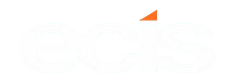 Logo for OCIS with white, bold, sans-serif lettering and a small, upward-pointing orange triangle above the letter 